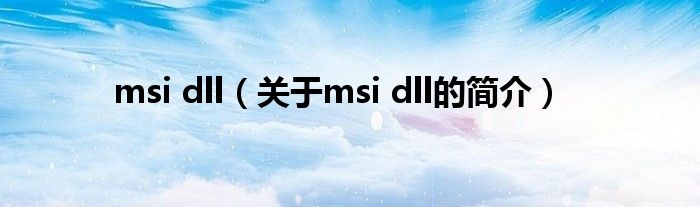 msi dll（關(guān)于msi dll的簡介）