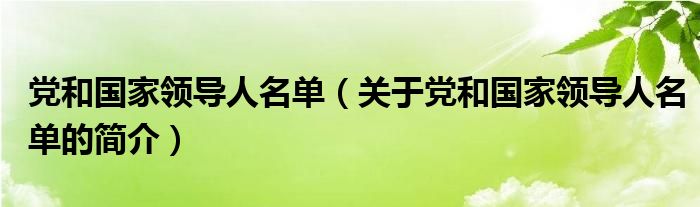 黨和國家領導人名單（關于黨和國家領導人名單的簡介）