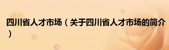 四川省人才市場（關(guān)于四川省人才市場的簡介）