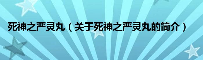 死神之嚴(yán)靈丸（關(guān)于死神之嚴(yán)靈丸的簡(jiǎn)介）