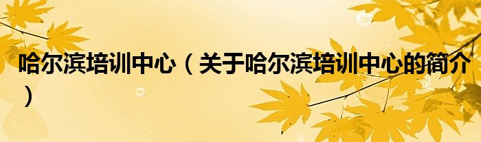 哈爾濱培訓中心（關于哈爾濱培訓中心的簡介）