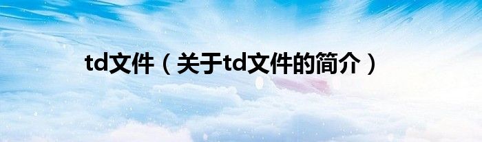 td文件（關于td文件的簡介）