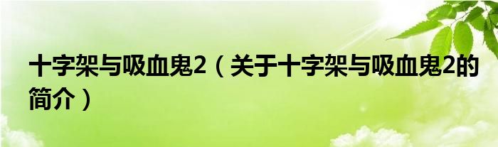 十字架與吸血鬼2（關于十字架與吸血鬼2的簡介）