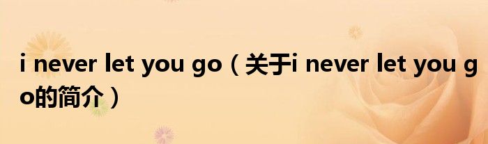 i never let you go（關(guān)于i never let you go的簡介）