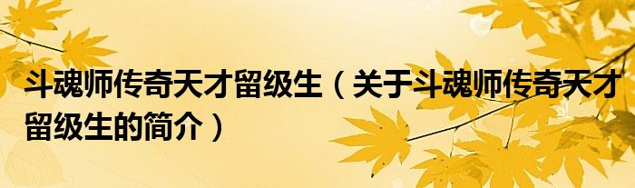 斗魂師傳奇天才留級(jí)生（關(guān)于斗魂師傳奇天才留級(jí)生的簡介）