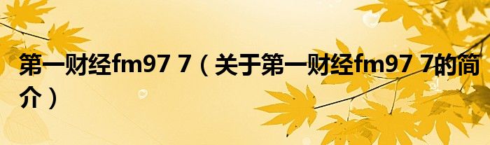 第一財(cái)經(jīng)fm97 7（關(guān)于第一財(cái)經(jīng)fm97 7的簡(jiǎn)介）