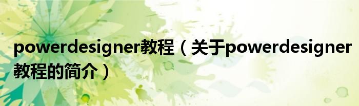 powerdesigner教程（關(guān)于powerdesigner教程的簡介）