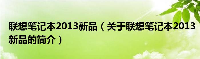 聯(lián)想筆記本2013新品（關(guān)于聯(lián)想筆記本2013新品的簡(jiǎn)介）