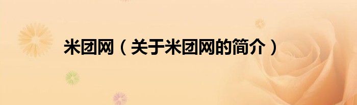 米團(tuán)網(wǎng)（關(guān)于米團(tuán)網(wǎng)的簡介）