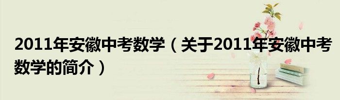 2011年安徽中考數(shù)學（關(guān)于2011年安徽中考數(shù)學的簡介）