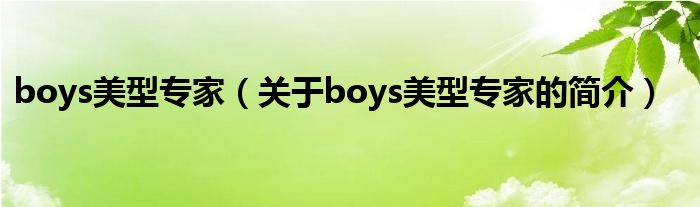 boys美型專家（關(guān)于boys美型專家的簡介）