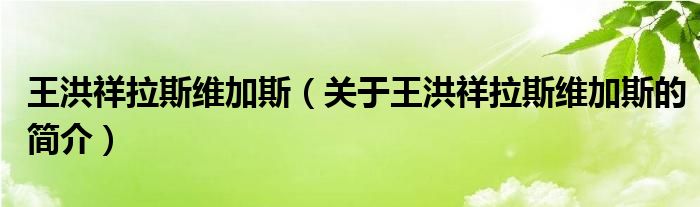 王洪祥拉斯維加斯（關(guān)于王洪祥拉斯維加斯的簡(jiǎn)介）