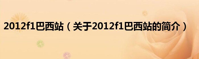 2012f1巴西站（關于2012f1巴西站的簡介）