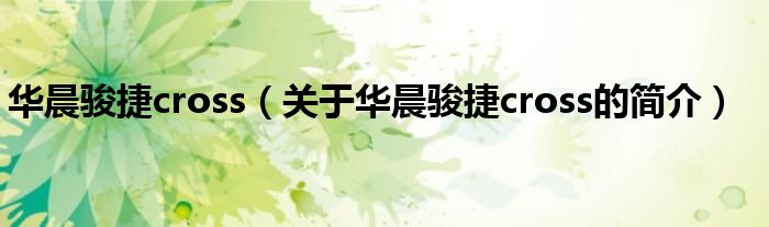 華晨駿捷cross（關(guān)于華晨駿捷cross的簡(jiǎn)介）