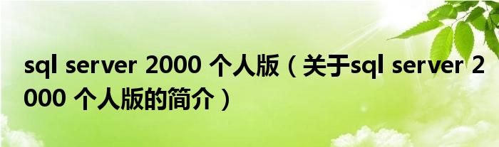 sql server 2000 個(gè)人版（關(guān)于sql server 2000 個(gè)人版的簡(jiǎn)介）