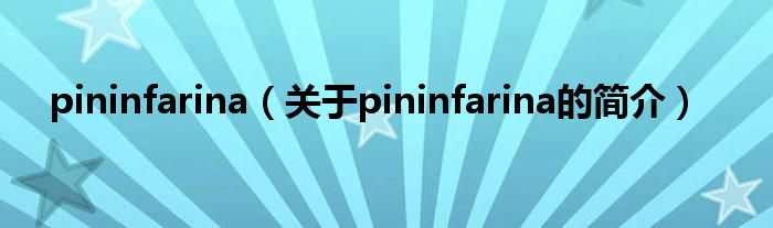 pininfarina（關于pininfarina的簡介）