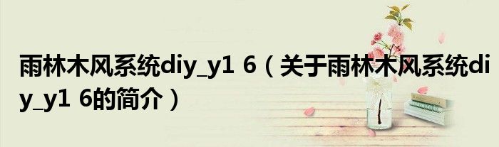 雨林木風系統(tǒng)diy_y1 6（關于雨林木風系統(tǒng)diy_y1 6的簡介）