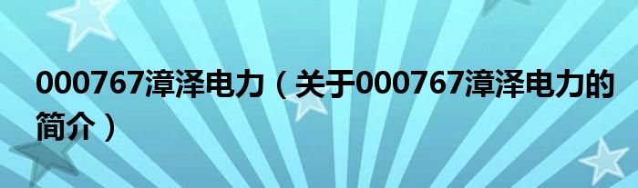 000767漳澤電力（關(guān)于000767漳澤電力的簡介）