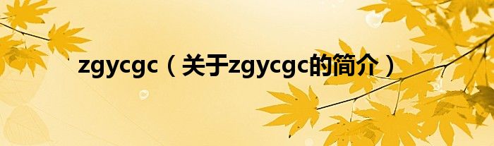 zgycgc（關于zgycgc的簡介）