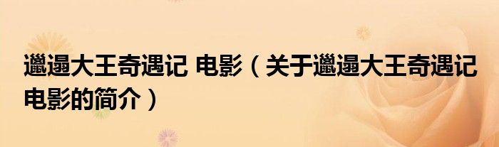 邋遢大王奇遇記 電影（關(guān)于邋遢大王奇遇記 電影的簡介）