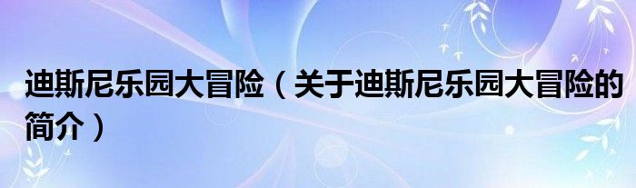 迪斯尼樂園大冒險（關于迪斯尼樂園大冒險的簡介）