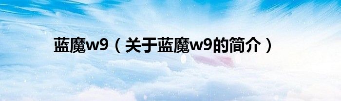 藍(lán)魔w9（關(guān)于藍(lán)魔w9的簡介）