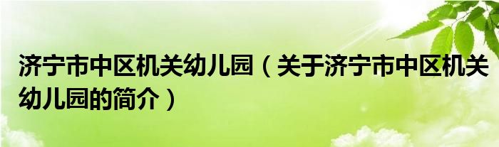 濟(jì)寧市中區(qū)機(jī)關(guān)幼兒園（關(guān)于濟(jì)寧市中區(qū)機(jī)關(guān)幼兒園的簡介）