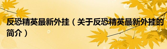 反恐精英最新外掛（關(guān)于反恐精英最新外掛的簡(jiǎn)介）