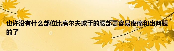 也許沒有什么部位比高爾夫球手的腰部更容易疼痛和出問題的了