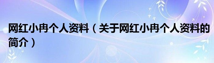 網(wǎng)紅小冉個人資料（關于網(wǎng)紅小冉個人資料的簡介）