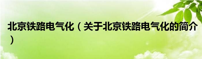 北京鐵路電氣化（關(guān)于北京鐵路電氣化的簡(jiǎn)介）