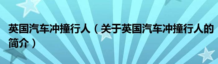 英國汽車沖撞行人（關(guān)于英國汽車沖撞行人的簡介）