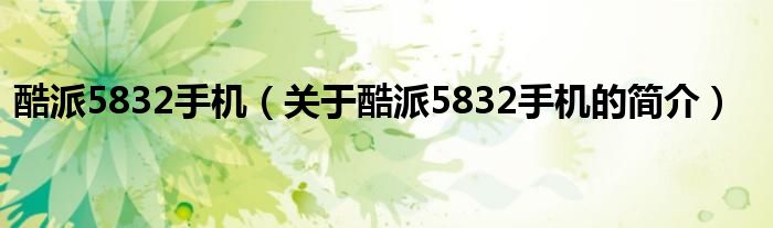 酷派5832手機（關于酷派5832手機的簡介）