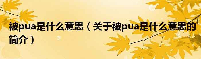 被pua是什么意思（關于被pua是什么意思的簡介）