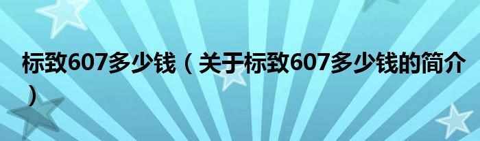 標致607多少錢（關(guān)于標致607多少錢的簡介）