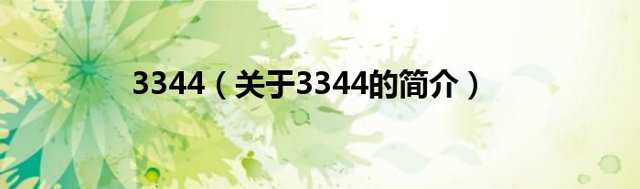 3344（關(guān)于3344的簡介）