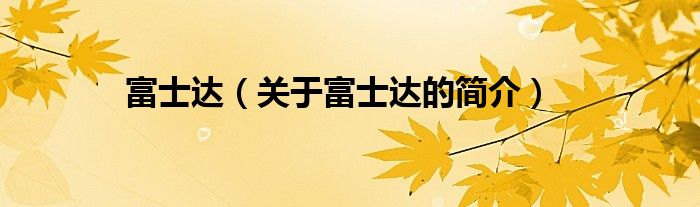 富士達(dá)（關(guān)于富士達(dá)的簡(jiǎn)介）