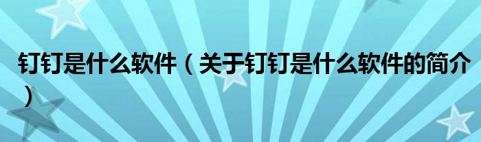 釘釘是什么軟件（關(guān)于釘釘是什么軟件的簡介）