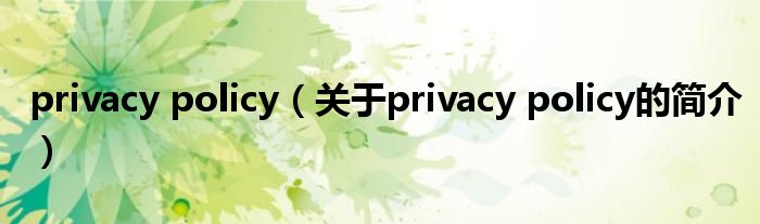 privacy policy（關(guān)于privacy policy的簡(jiǎn)介）