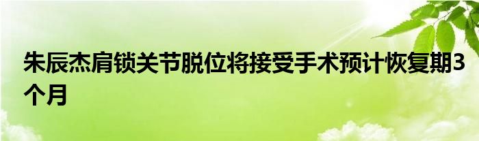 朱辰杰肩鎖關節(jié)脫位將接受手術預計恢復期3個月