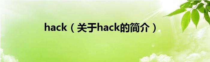 hack（關(guān)于hack的簡介）