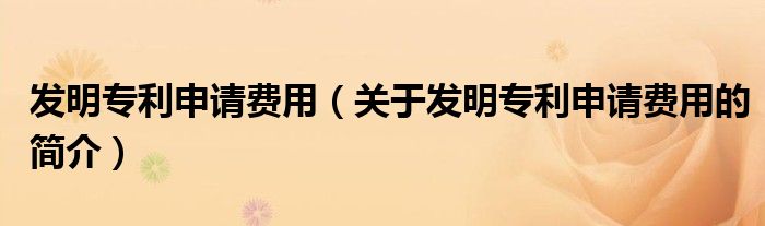 發(fā)明專利申請(qǐng)費(fèi)用（關(guān)于發(fā)明專利申請(qǐng)費(fèi)用的簡(jiǎn)介）