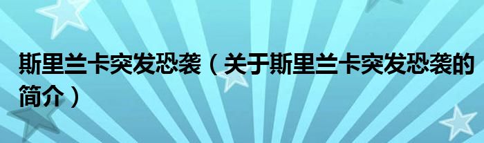 斯里蘭卡突發(fā)恐襲（關(guān)于斯里蘭卡突發(fā)恐襲的簡介）