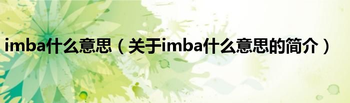 imba什么意思（關(guān)于imba什么意思的簡介）