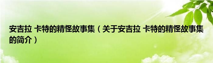 安吉拉 卡特的精怪故事集（關于安吉拉 卡特的精怪故事集的簡介）