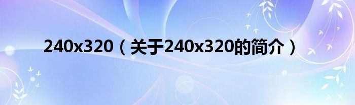 240x320（關(guān)于240x320的簡介）