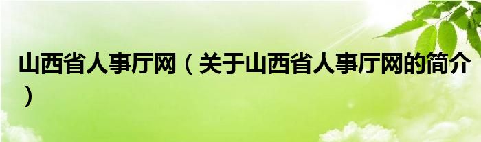 山西省人事廳網(wǎng)（關于山西省人事廳網(wǎng)的簡介）