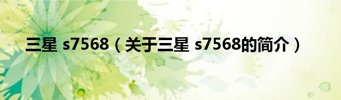 三星 s7568（關于三星 s7568的簡介）