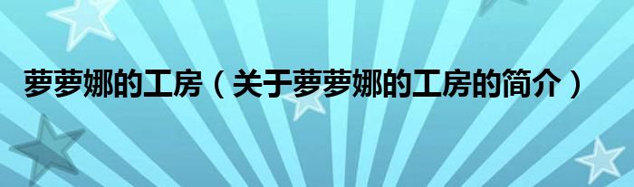 蘿蘿娜的工房（關(guān)于蘿蘿娜的工房的簡(jiǎn)介）