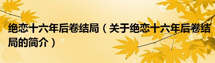 絕戀十六年后卷結局（關于絕戀十六年后卷結局的簡介）